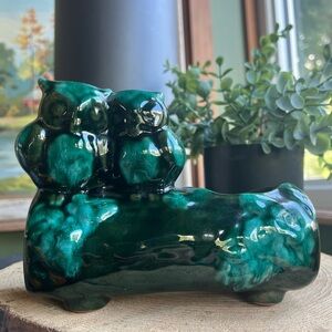 Blue Drip Glaze Canuck Pottery Owl Planter